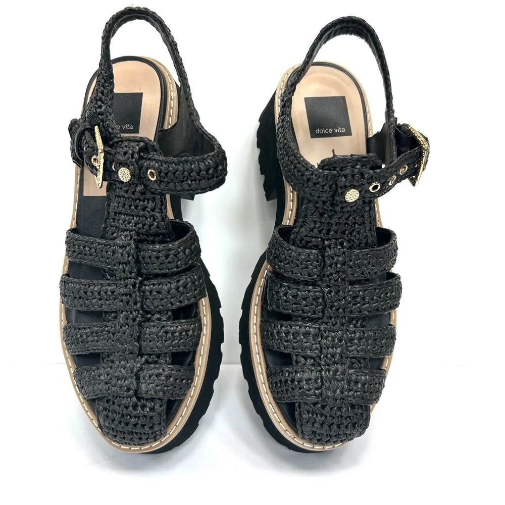 Dolce Vita Lasly Platform Fisherman Sandal in Onyx Knit, Size 8.5